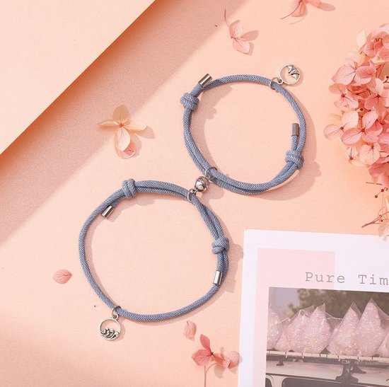 Vriendschapsarmbandjes ‘Fields of Grey’ – Set van 2 Armbandjes - Afbeelding 2