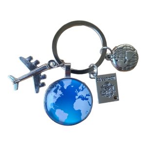 Llavero Hearing Good mundo azul blanco