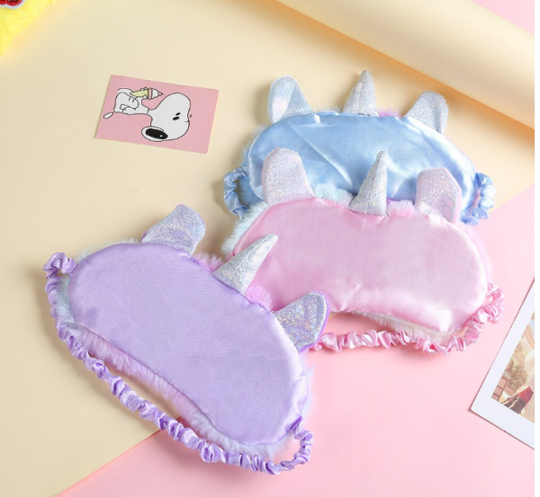 Kinder slaapmasker regenboog Eenhoorn met oogjes - Image 2