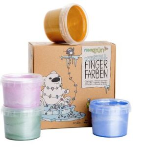 neogrün kristal vingerverf: biologische glitter vingerverf voor kinderen in 4 kleuren