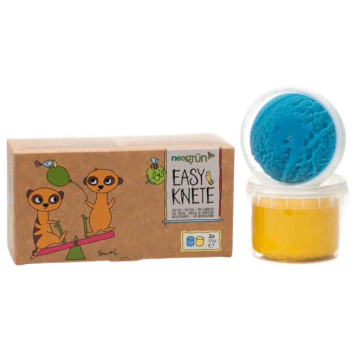 neogrün bio easy knete vegan set set suri blauw geel